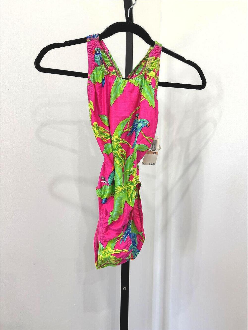 NWT Vintage Speedo Women's One-Piece Swimsuit with Tropical Print 28